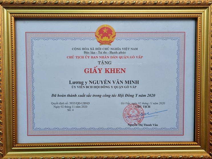 UBND khen tặng Lương y Nguyễn Văn Minh